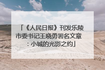 《人民日报》刊发乐陵市委书记王晓勇署名文章：小城的光影之约