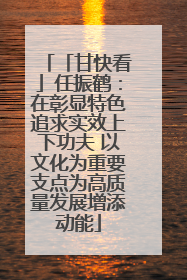 「甘快看」任振鹤：在彰显特色追求实效上下功夫 以文化为重要支点为高质量发展增添动能