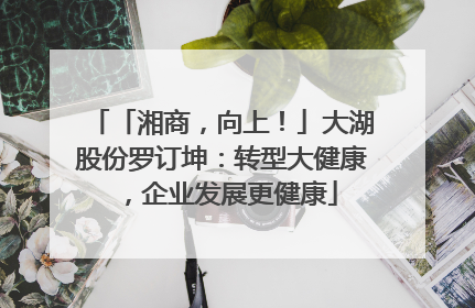 「湘商，向上！」大湖股份罗订坤：转型大健康，企业发展更健康