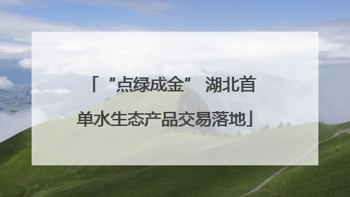 “点绿成金” 湖北首单水生态产品交易落地