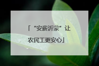 “安薪沂蒙”让农民工更安心