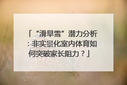 “滑旱雪”潜力分析：非实景化室内体育如何突破家长阻力？