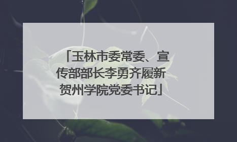 玉林市委常委、宣传部部长李勇齐履新贺州学院党委书记
