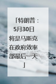 特朗普：5月30日将是马斯克在政府效率部最后一天