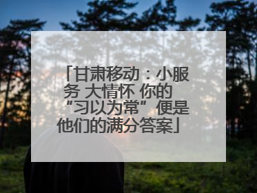 甘肃移动：小服务 大情怀 你的“习以为常”便是他们的满分答案