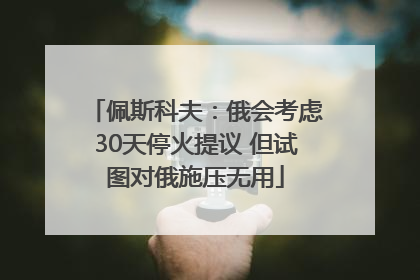 佩斯科夫：俄会考虑30天停火提议 但试图对俄施压无用