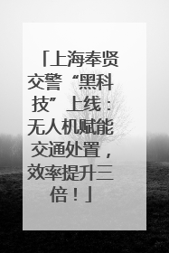 上海奉贤交警“黑科技”上线：无人机赋能交通处置，效率提升三倍！