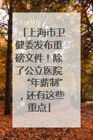 上海市卫健委发布重磅文件！除了公立医院“年薪制”，还有这些重点