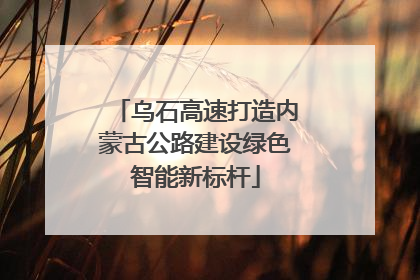 乌石高速打造内蒙古公路建设绿色智能新标杆