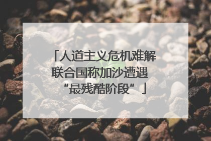 人道主义危机难解 联合国称加沙遭遇“最残酷阶段”