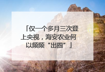 仅一个多月三次登上央视，海安农业何以频频“出圈”