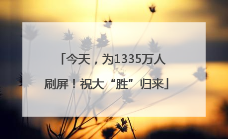 今天，为1335万人刷屏！祝大“胜”归来