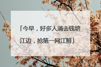 今早，好多人涌去钱塘江边，抢第一网江鲜