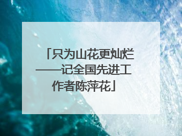 只为山花更灿烂——记全国先进工作者陈萍花