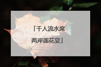千人流水席 两岸莲花宴