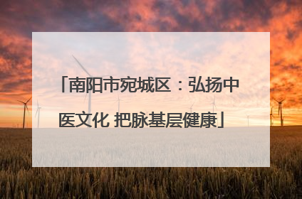 南阳市宛城区：弘扬中医文化 把脉基层健康