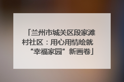 兰州市城关区段家滩村社区：用心用情绘就“幸福家园”新画卷