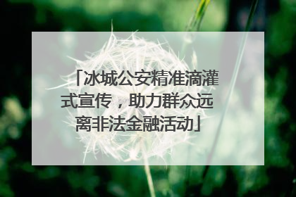 冰城公安精准滴灌式宣传，助力群众远离非法金融活动