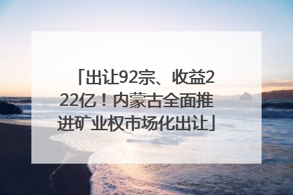 出让92宗、收益222亿！内蒙古全面推进矿业权市场化出让