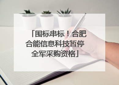 围标串标！合肥合能信息科技暂停全军采购资格