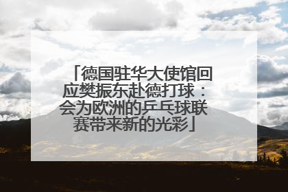 德国驻华大使馆回应樊振东赴德打球：会为欧洲的乒乓球联赛带来新的光彩