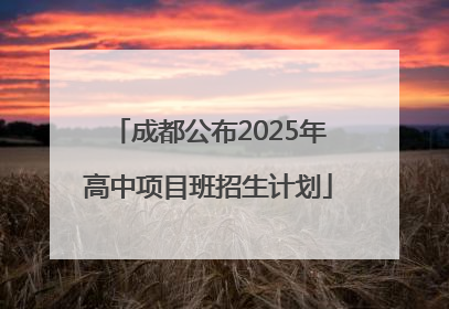 成都公布2025年高中项目班招生计划