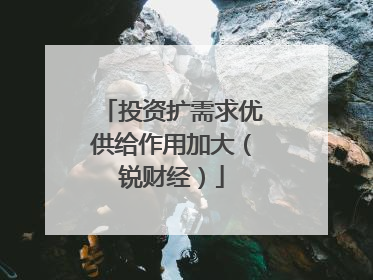 投资扩需求优供给作用加大（锐财经）