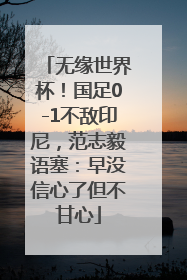 无缘世界杯！国足0-1不敌印尼，范志毅语塞：早没信心了但不甘心