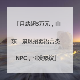 月薪超3万元，山东一景区招募语言类NPC，引发热议