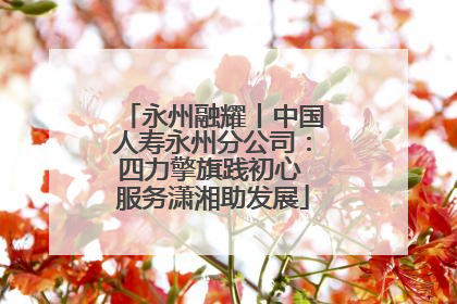 永州融耀丨中国人寿永州分公司：四力擎旗践初心 服务潇湘助发展