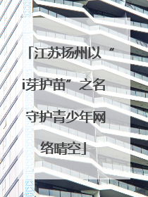 江苏扬州以“i芽护苗”之名 守护青少年网络晴空