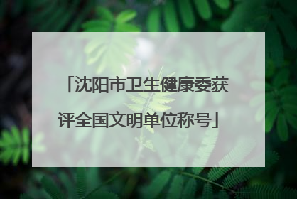 沈阳市卫生健康委获评全国文明单位称号