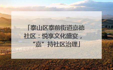 泰山区泰前街道嘉德社区：悦享文化盛宴，“嘉”持社区治理
