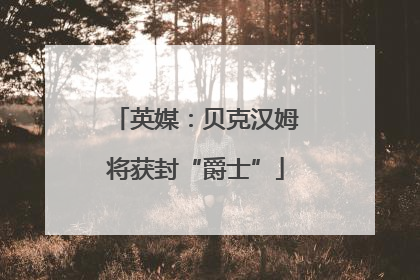 英媒：贝克汉姆将获封“爵士”