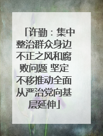 许勤：集中整治群众身边不正之风和腐败问题 坚定不移推动全面从严治党向基层延伸