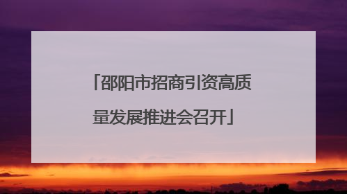 邵阳市招商引资高质量发展推进会召开