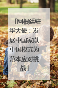 阿根廷驻华大使：发展中国家以中国模式为范本应对挑战