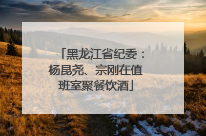 黑龙江省纪委：杨昆尧、宗刚在值班室聚餐饮酒