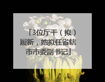 3位厅干（拟）履新，她拟任省辖市市委副书记